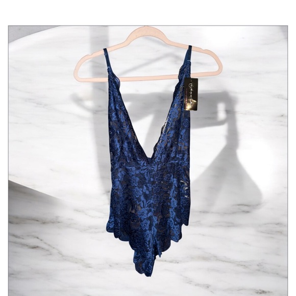 Oh La La Cheri Cortney‎ Lace Bodysuit - Estate Blue Size L/XL - Picture 4 of 10